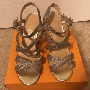 Gold Unisa Fabric Heels